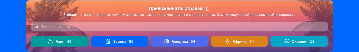 Блок «Приложения по странам» на компьютере